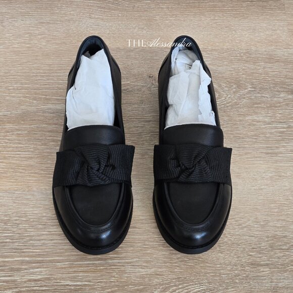 Quince Italian Leather Bow Penny Loafer Black Size 8 MSRP $90 New In Box Cowhide - Picture 5 of 15